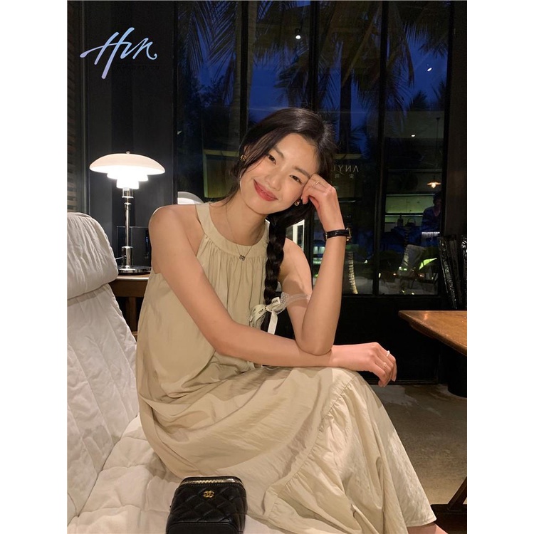 Đầm Dài Hai Dây Dáng Rộng Màu Đen Thời Trang Mùa Hè Xinh Xắn Cho Nữ