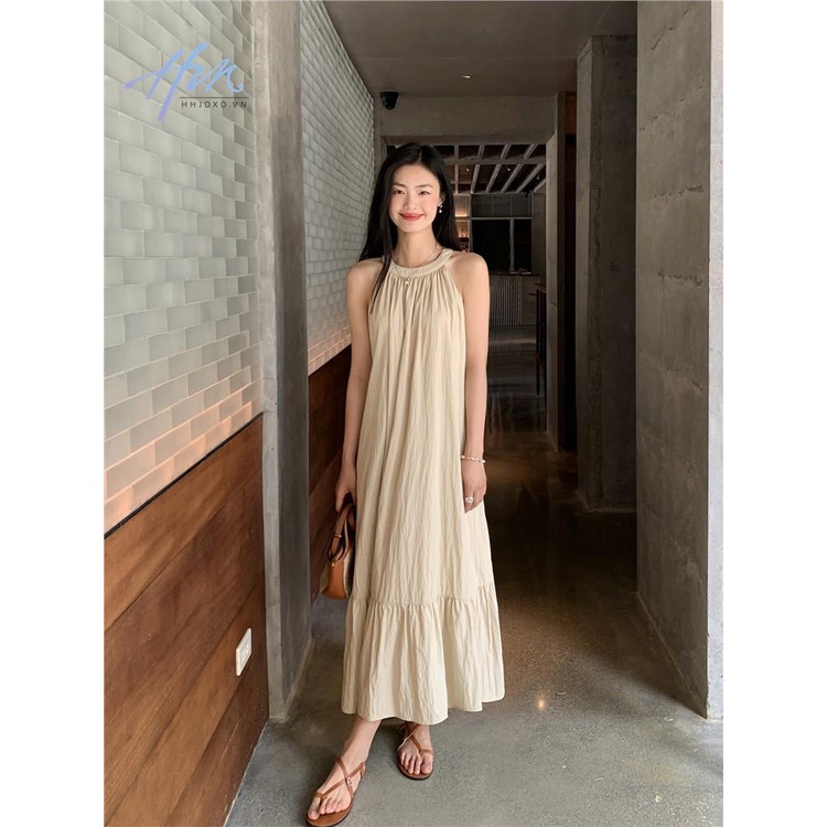 Đầm Dài Hai Dây Dáng Rộng Màu Đen Thời Trang Mùa Hè Xinh Xắn Cho Nữ