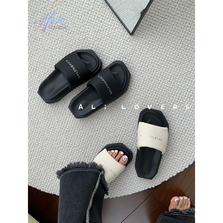 Dép Sandal Đế Phẳng Dày Dặn Mũi Vuông Quai Ngang Vải Cotton Mềm Thời Trang Mùa Hè 2023 Phong Cách Hàn Quốc Cho Nữ