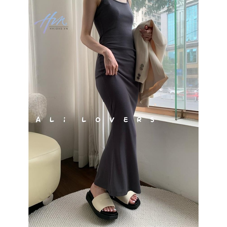 Dép Sandal Đế Phẳng Dày Dặn Mũi Vuông Quai Ngang Vải Cotton Mềm Thời Trang Mùa Hè 2023 Phong Cách Hàn Quốc Cho Nữ