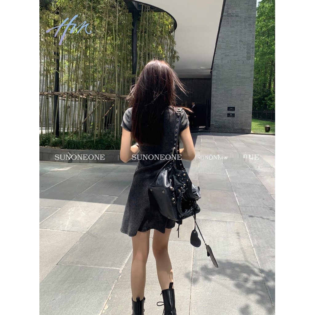 Đầm Chữ a Tay Ngắn Cổ Vuông Ôm Eo Thời Trang Mùa Hè Hàng Mới Dành Cho Bạn Nữ