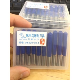 Hộp 10 dao đục tinh 1 me phi 6 gõ kiến dài 45-50-60-70-80 đục tinh cnc điêu khắc gỗ 1 me cốt 6mm