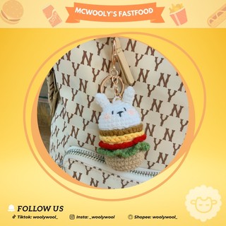 Móc khoá len Thỏ Hamburger handmade