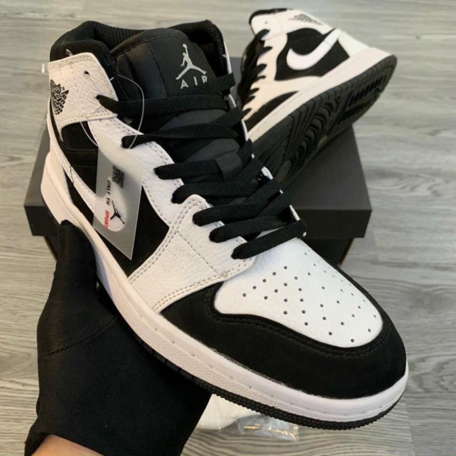 Giày thể thao sneaker JD Trắng Đen cổ Cao hight full size nam nữ da bò đôt không cháy, mẫu mã phù hợp full bill box