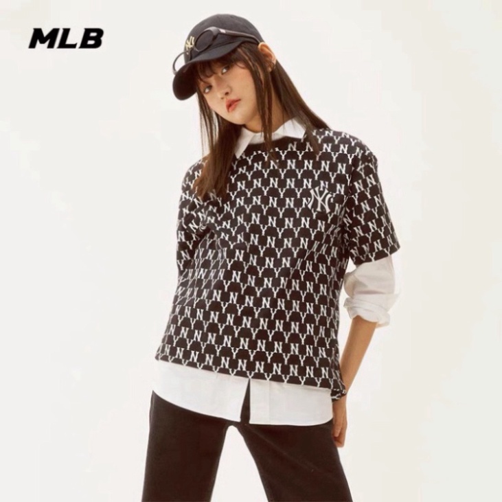 Áo thun NY MLB,áo phông NY mlb unisex Monogram chất cotton chính hãng cao cấp