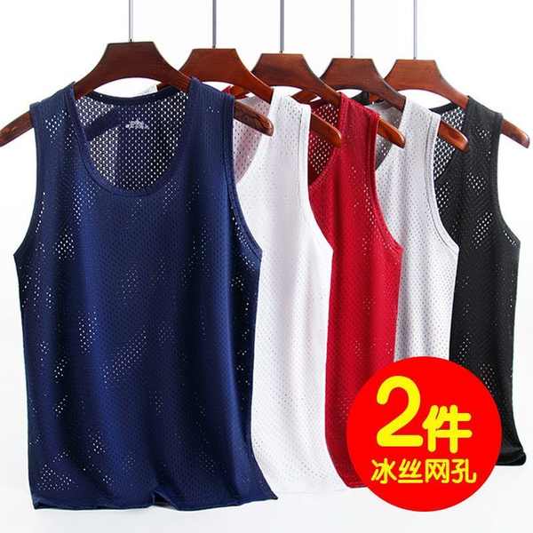 Áo Thun Thể Thao Sát Nách Dáng Ôm Vải Lụa Lạnh Nhanh Khô Phối Lưới Thời Trang Cho Nam