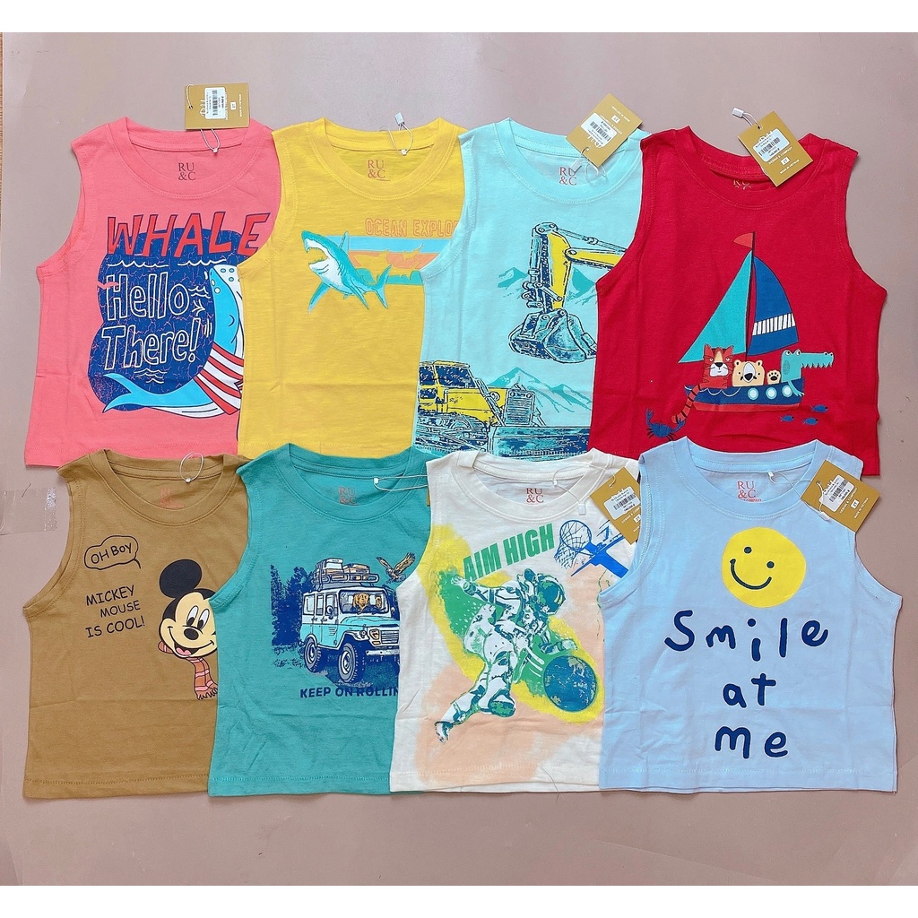 Bộ 3 lỗ cotton Ru & C 8 hình Bé Trai size 2 - 7y