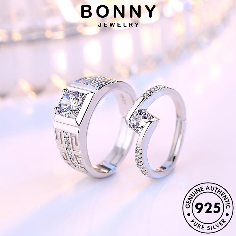 Bonny JEWELRY Diamond 925 Nguyên Bản Moissanite Wanwen Bạc Đơn Giản Nhẫn Cặp Đôi R63