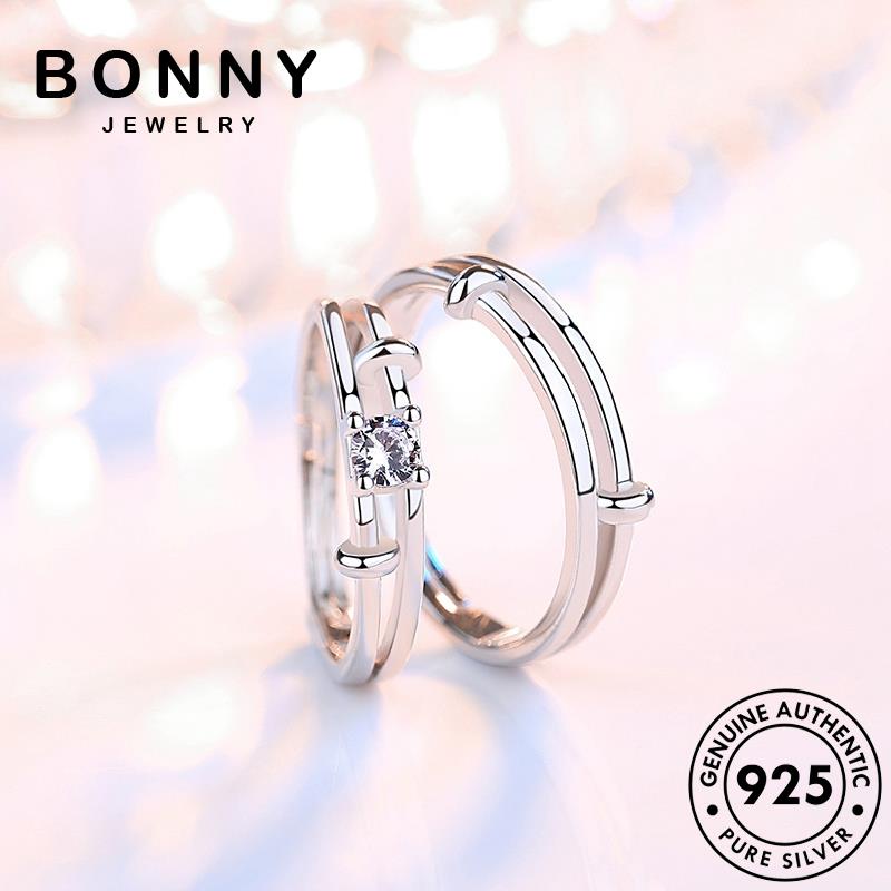 Bonny JEWELLY Thời Trang Kim Cương Cặp Đôi 925 Chính Hãng Moissanite Tay Nhẫn Bạc R70