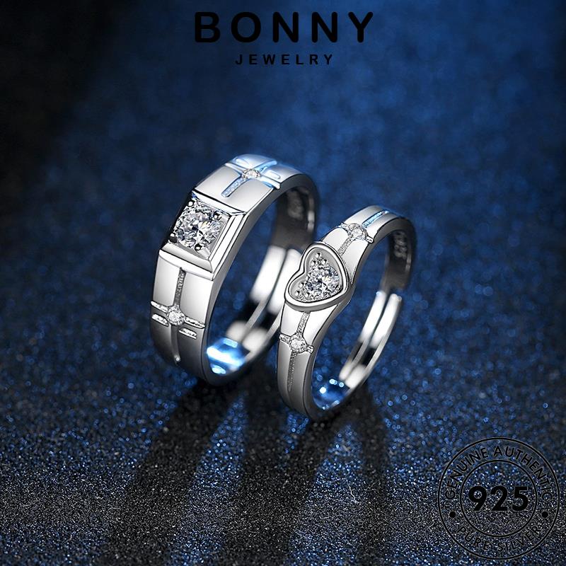 Bonny JEWELLY Moissanite 925 Cặp Đôi Kim Cương Nguyên Bản Tình Yêu Cá Tính Nhẫn Bạc R72