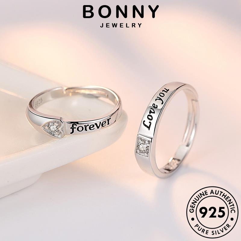 Bonny JEWELLY Cặp Đôi Moissanite 925 Nhẫn Tình Yêu Bạc Thời Trang Nguyên Bản Kim Cương R77