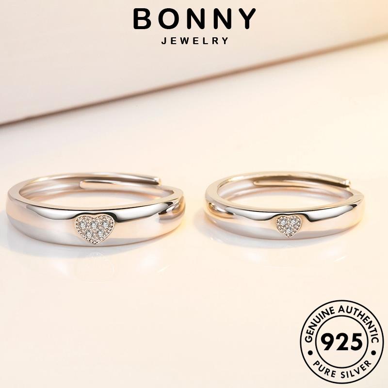 Bonny JEWELRY Nhẫn Bạc Kim Cương 925 Cặp Đôi Đơn Giản Nguyên Bản Moissanite Love R87