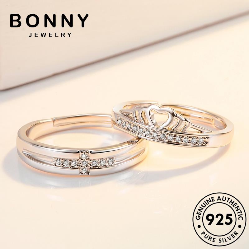 Nhẫn BONNY JEWELLY Nguyên Bản 925 Moissanite Cá Tính Kim Cương Bạc Cặp Đôi R99