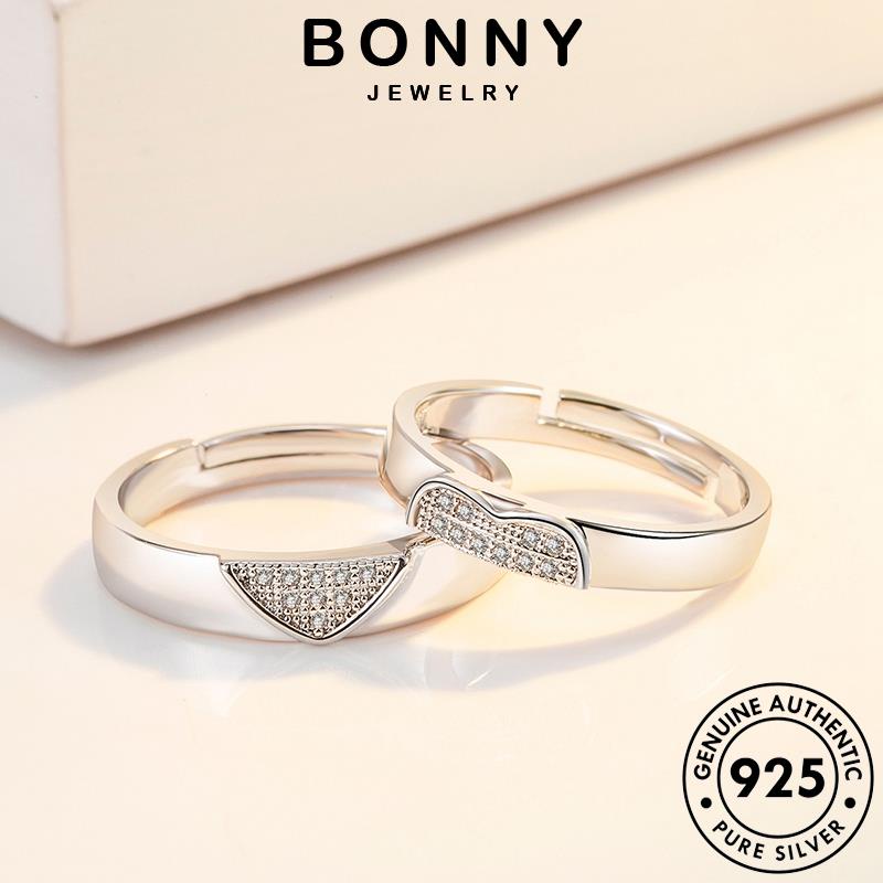 Bonny JEWELRY Bạc 925 Nguyên Bản Của Nhẫn Phiên Bản Cặp Đôi Kim Cương Moissanite Tình Yêu Hàn Quốc R100