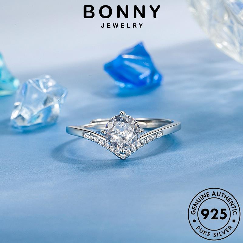 Bonny JEWELRY Bạc 925 Nguyên Bản Moissanite Vương Miện Nhẫn Nữ Thời Trang R142