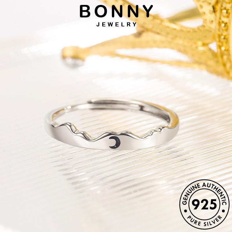 Bonny JEWELLERY Moon Cặp đôi nguyên bản Ngôi sao mặt trời Bạc 925 Moissanite Kim cương Nhẫn lãng mạn R301