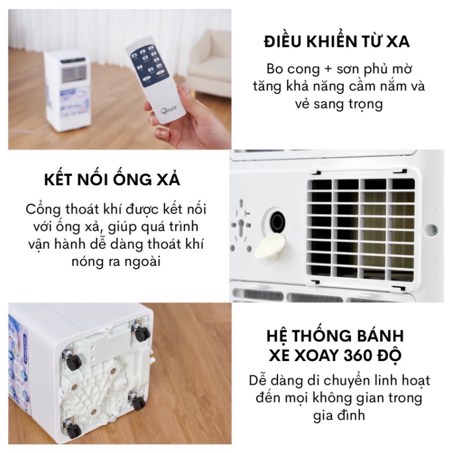 Miễn phí ship Miễn phí ship Máy lạnh đứng di động nhập khẩu FUJIE công nghệ Nhật Bản - Công suất làm lạnh 12000BTU - Bảo