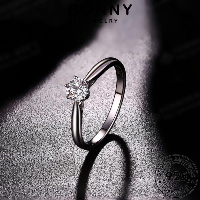 Bonny JEWELRY Vàng Nữ Bạc Nhẫn Kim Cương Moissanite Móng Vuốt Thời Trang Nguyên Bản 925 Sáu R38