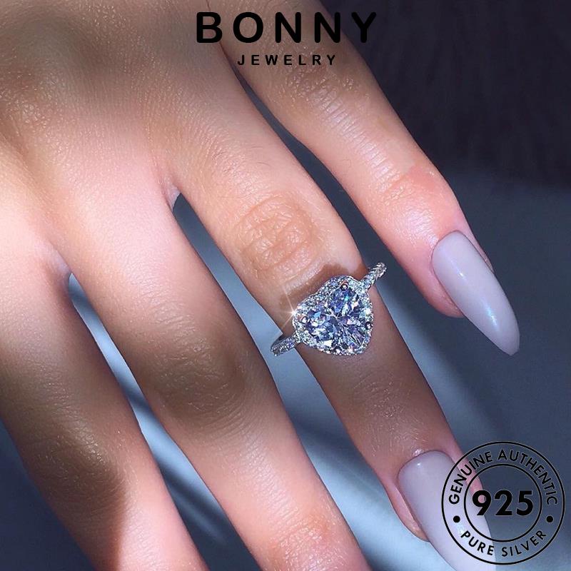 Bonny JEWELLY Moissanite Cổ Điển Bạc Nguyên Bản Nhẫn 925 Kim Cương Nữ R62