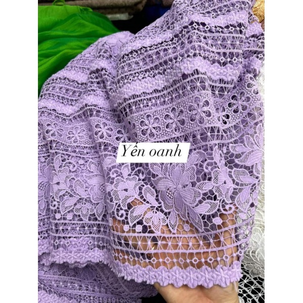 Vải ren sợi hoạ tiết hoa hàng loại 1 có 3 màu