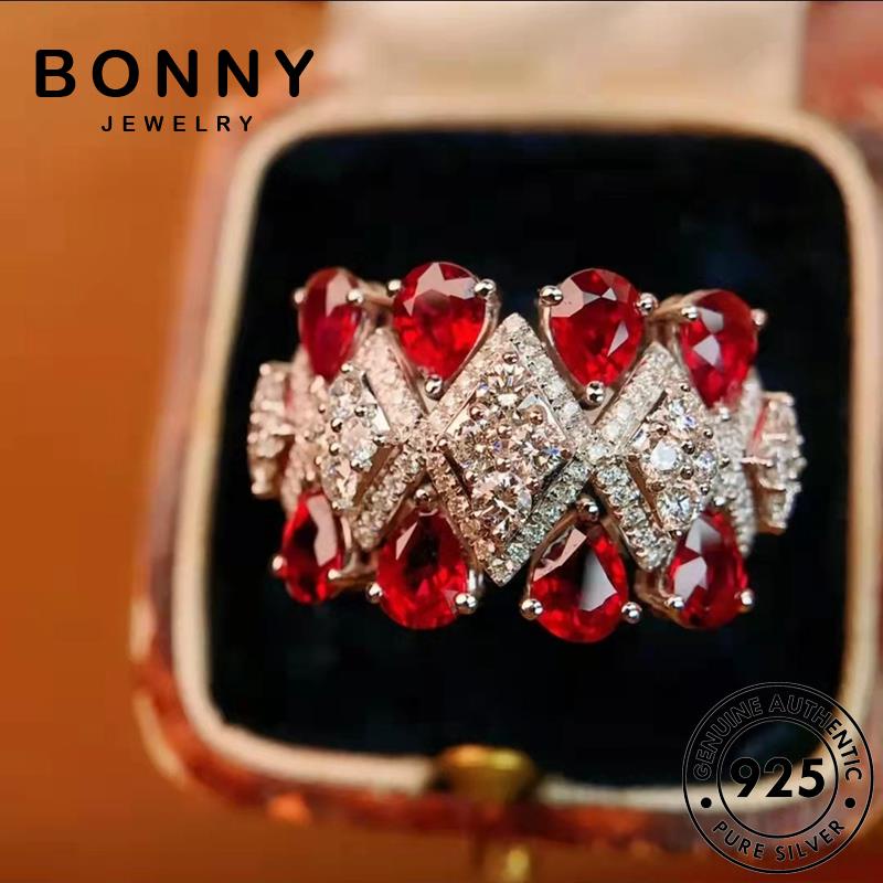 Bonny JEWELRY Nữ Bạc Đơn Độc Nguyên Bản Nữ Tính Nhẫn 925 Cam Kết Nhẫn berlock Sang Trọng Chạy ruby J