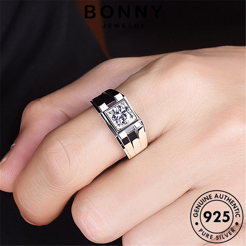 Nhẫn BONNY JEWELRY Kim Cương Bạc 925 Cổ Điển Nam Nguyên Bản Moissanite R24