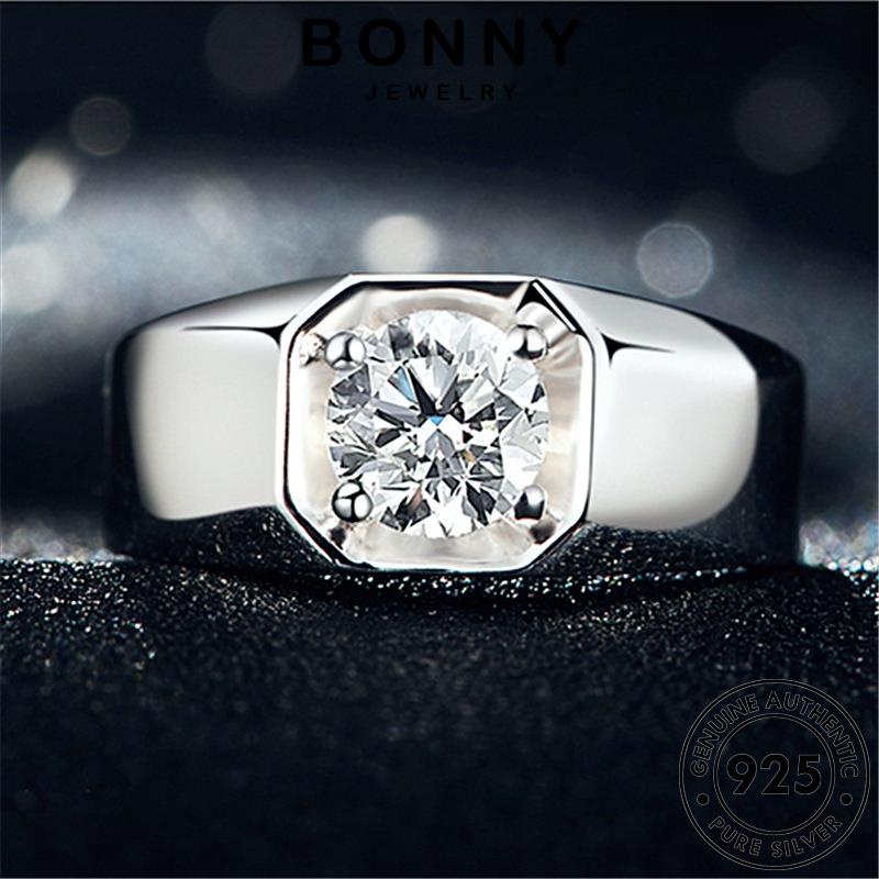 Nhẫn BONNY JEWELLY 925 Bạc Nguyên Bản Nam Moissanite Cá Tính Kim Cương R39