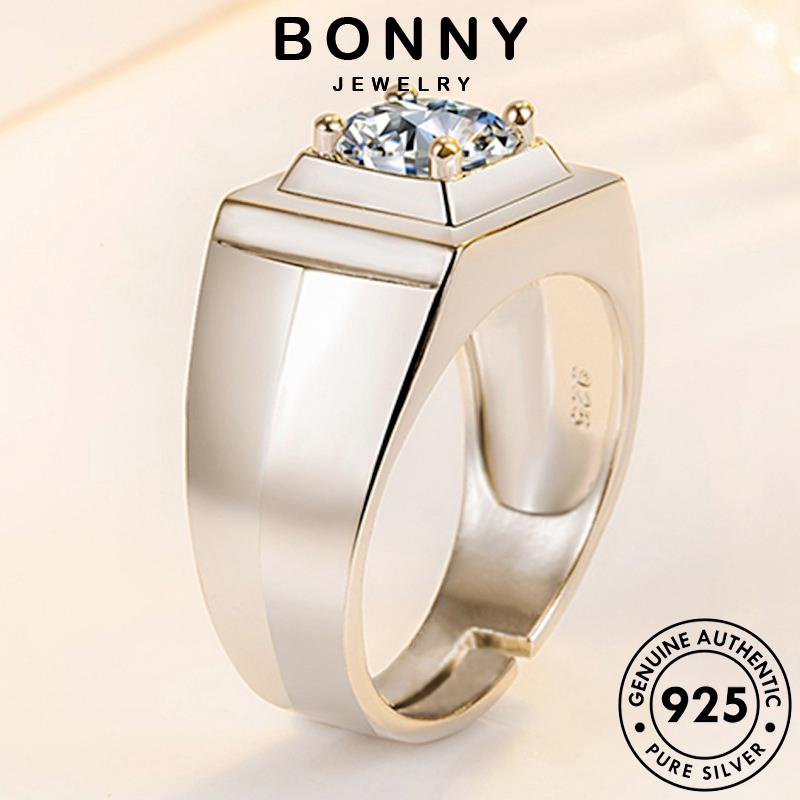 Nhẫn bạc kim cương BONNY JETELLERY 925 Cổ điển Nam Moissanite Original R604