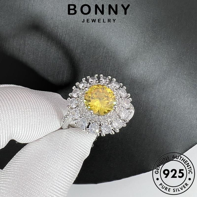 Bonny JEWELLY Tính Khí Nguyên Bản Nhẫn Nữ 925 Citrine Hoa Bạc R883