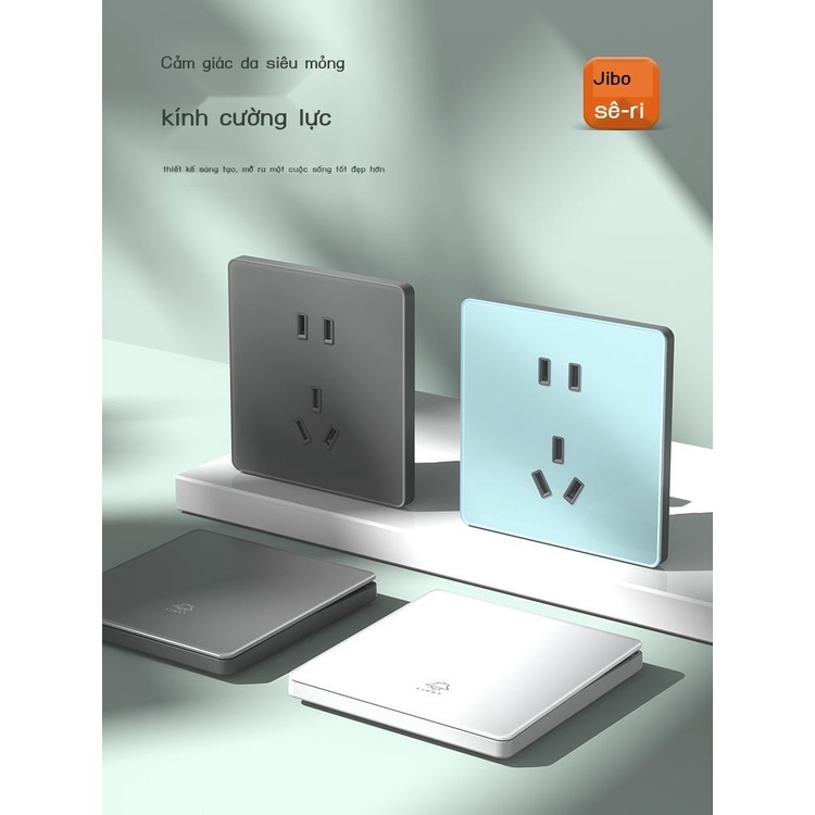 86 loại hộ gia đình bề mặt kính công tắc ổ cắm toàn bộ ngôi nhà bảng điều khiển tường màu xám giấu điều k