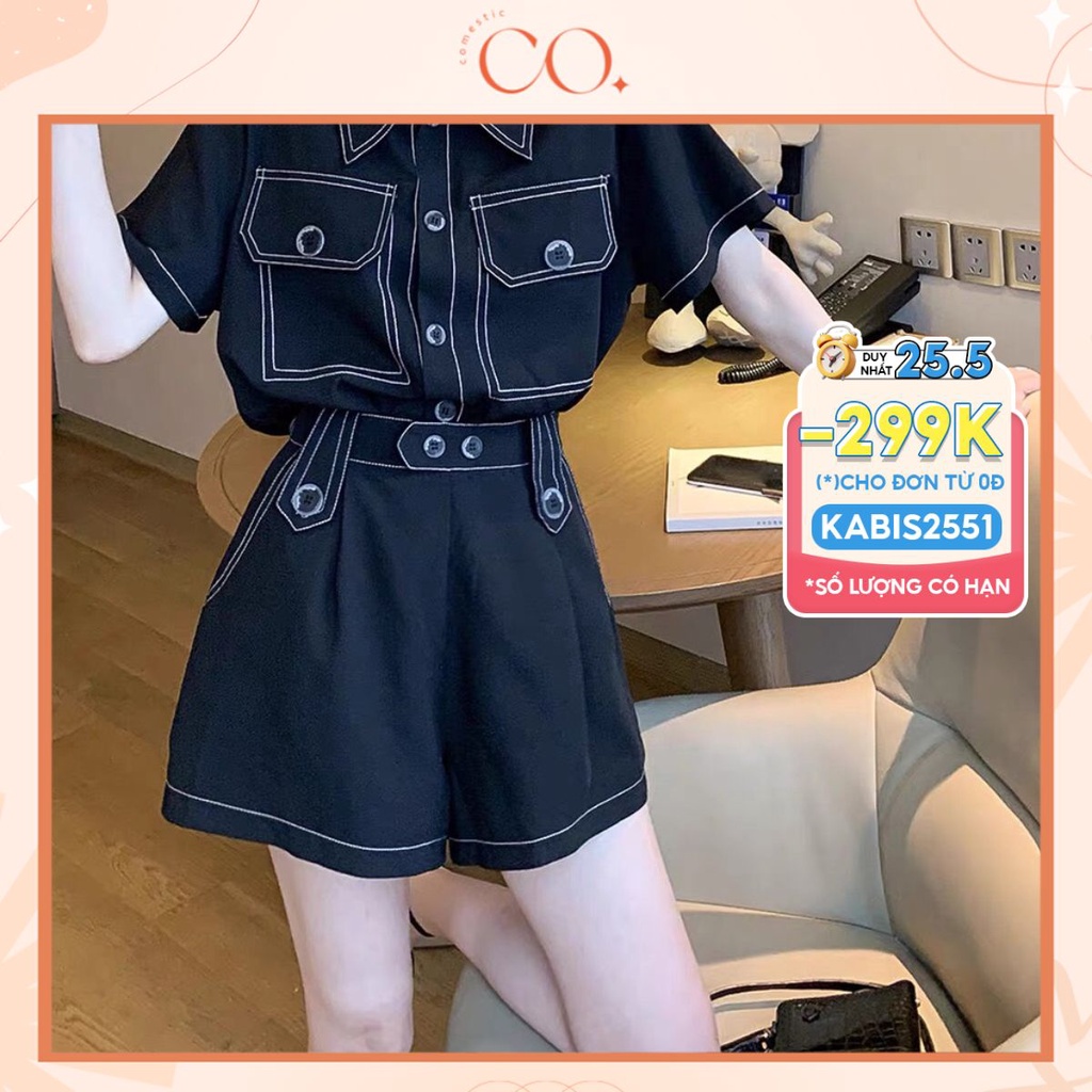 Sét Áo KaKi Tay Lỡ Phối Chỉ Nổi Bật Cao Cấp_Có Bán Lẻ A5