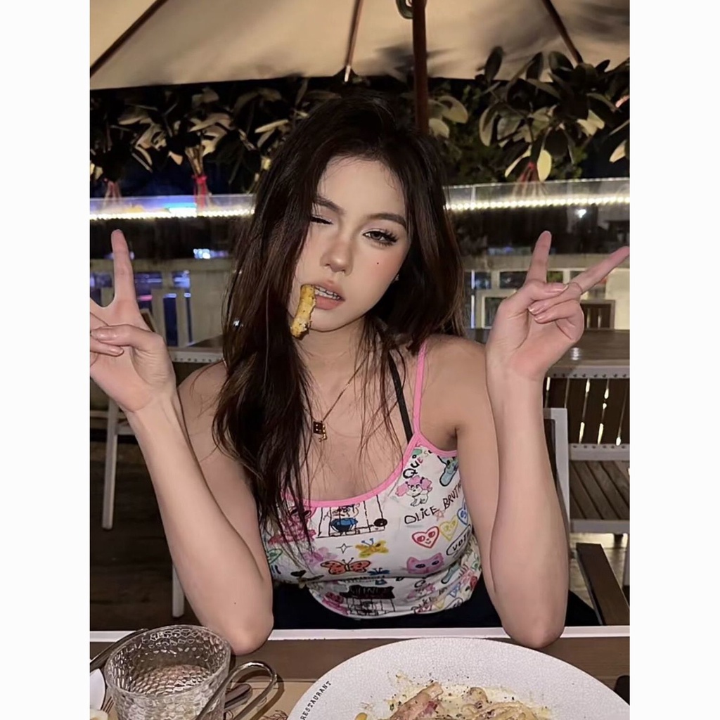 Jiashucheng Áo Hai Dây Dáng Ngắn Phong Cách Mới Thời Trang Cho Nữ