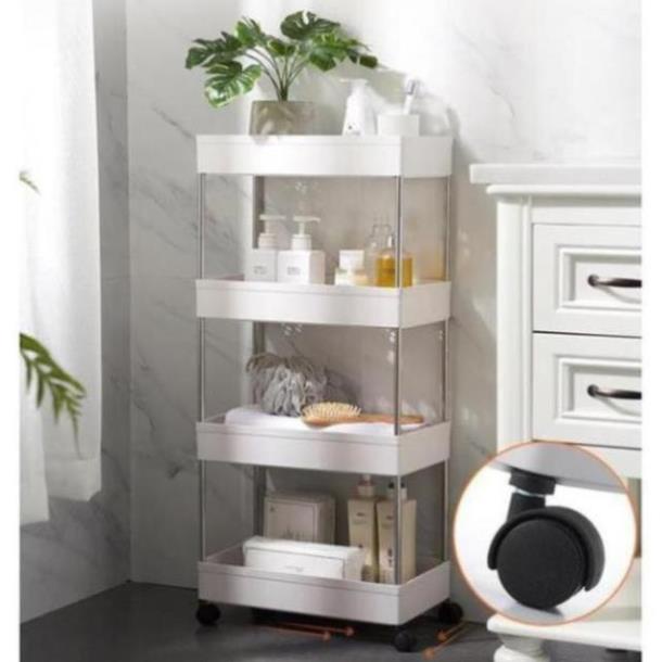 Kệ đựng đồ đa năng 4 tầng có bánh xe