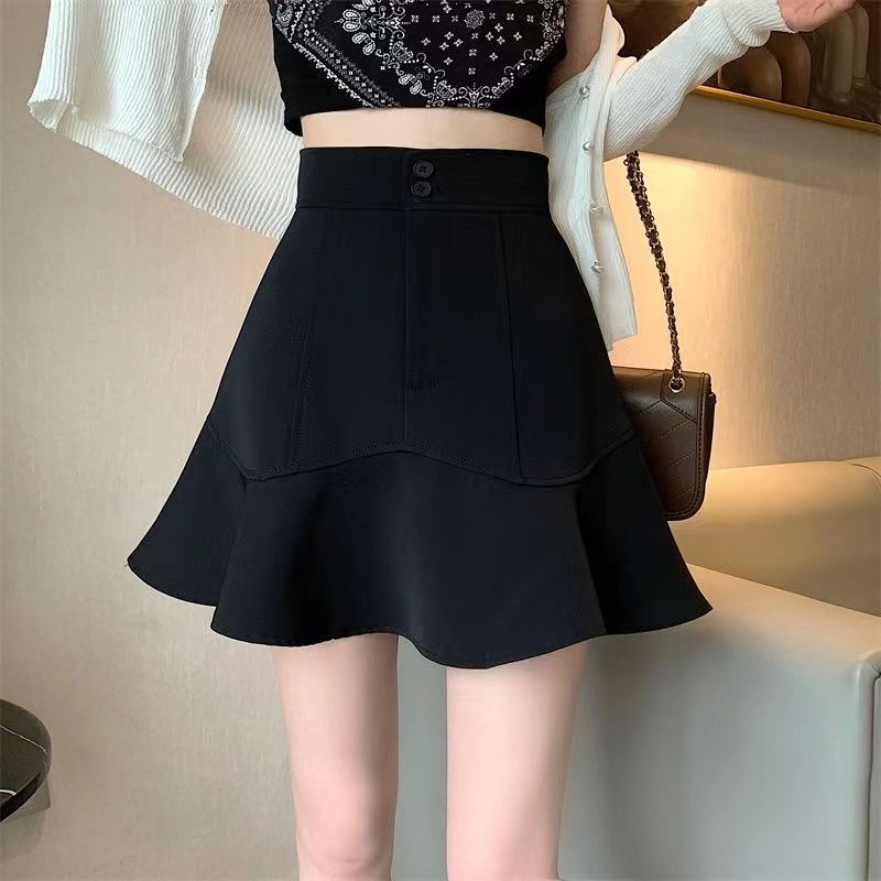 Jiashucheng Váy Đuôi Cá Ngắn Lưng Cao Diềm Xếp Nếp Phong Cách Mới Thời Trang Mùa Hè Dành Cho Học Sinh