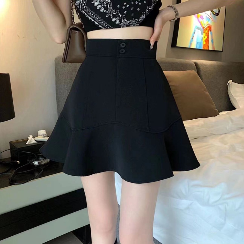 Jiashucheng Váy Đuôi Cá Ngắn Lưng Cao Diềm Xếp Nếp Phong Cách Mới Thời Trang Mùa Hè Dành Cho Học Sinh