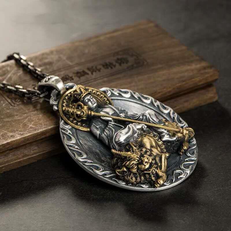 Dây Chuyền Mạ Bạc 925 Mặt Hình Tượng Phật Phong Cách Retro 5.19