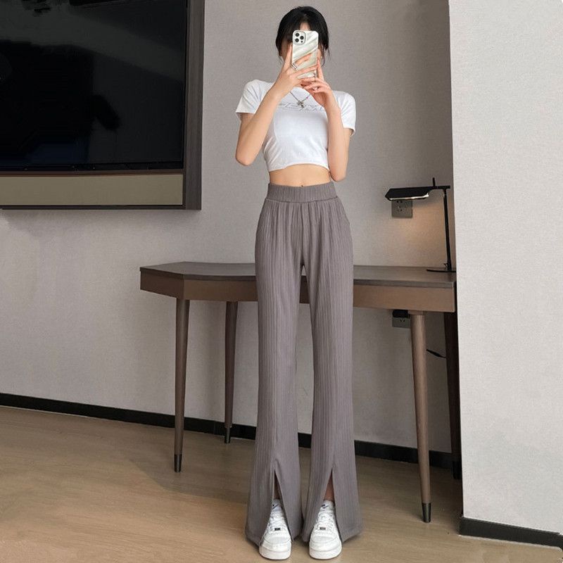 Jiashucheng Quần Ống Rộng Xẻ Tà Lưng Cao Ôm Dáng Phong Cách Mới Xuân Hè Cho Nữ Dễ Phối Đồ