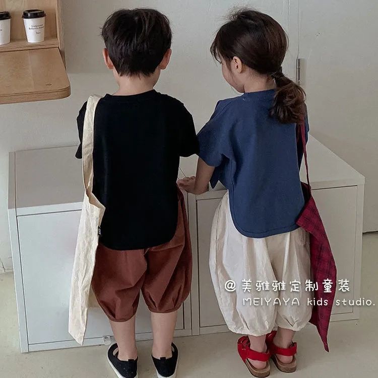 Áo Thun Tay Ngắn Màu Trơn Phong Cách Hàn Quốc Thời Trang Mùa Hè Xinh Xắn Cho Bé
