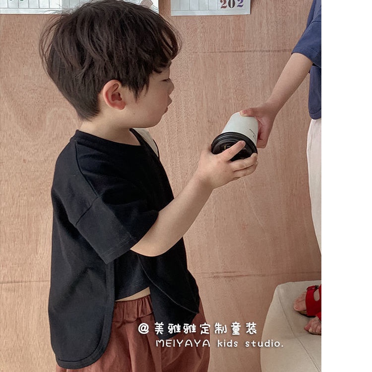 Áo Thun Tay Ngắn Màu Trơn Phong Cách Hàn Quốc Thời Trang Mùa Hè Xinh Xắn Cho Bé