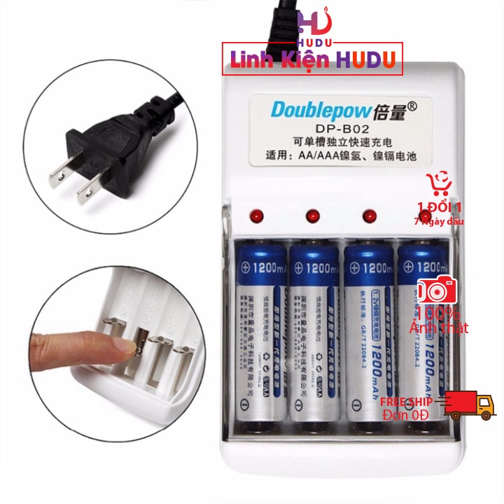 Doublepow DP-B02 Bộ sạc pin AA đa năng 4 cổng pin 1200mah 3000mah