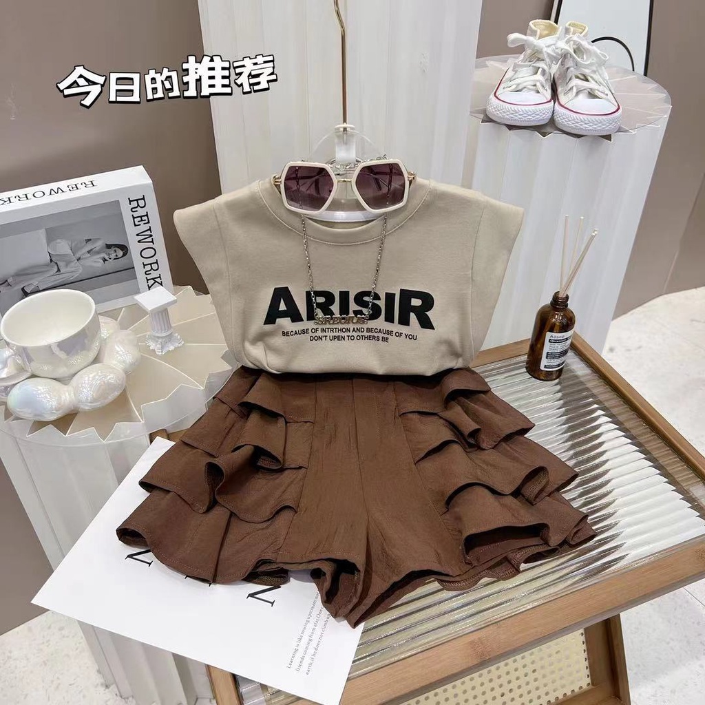 Set Áo Thun Tay Ngắn Và Quần Short Thời Trang Mùa Hè Cho Bé Gái