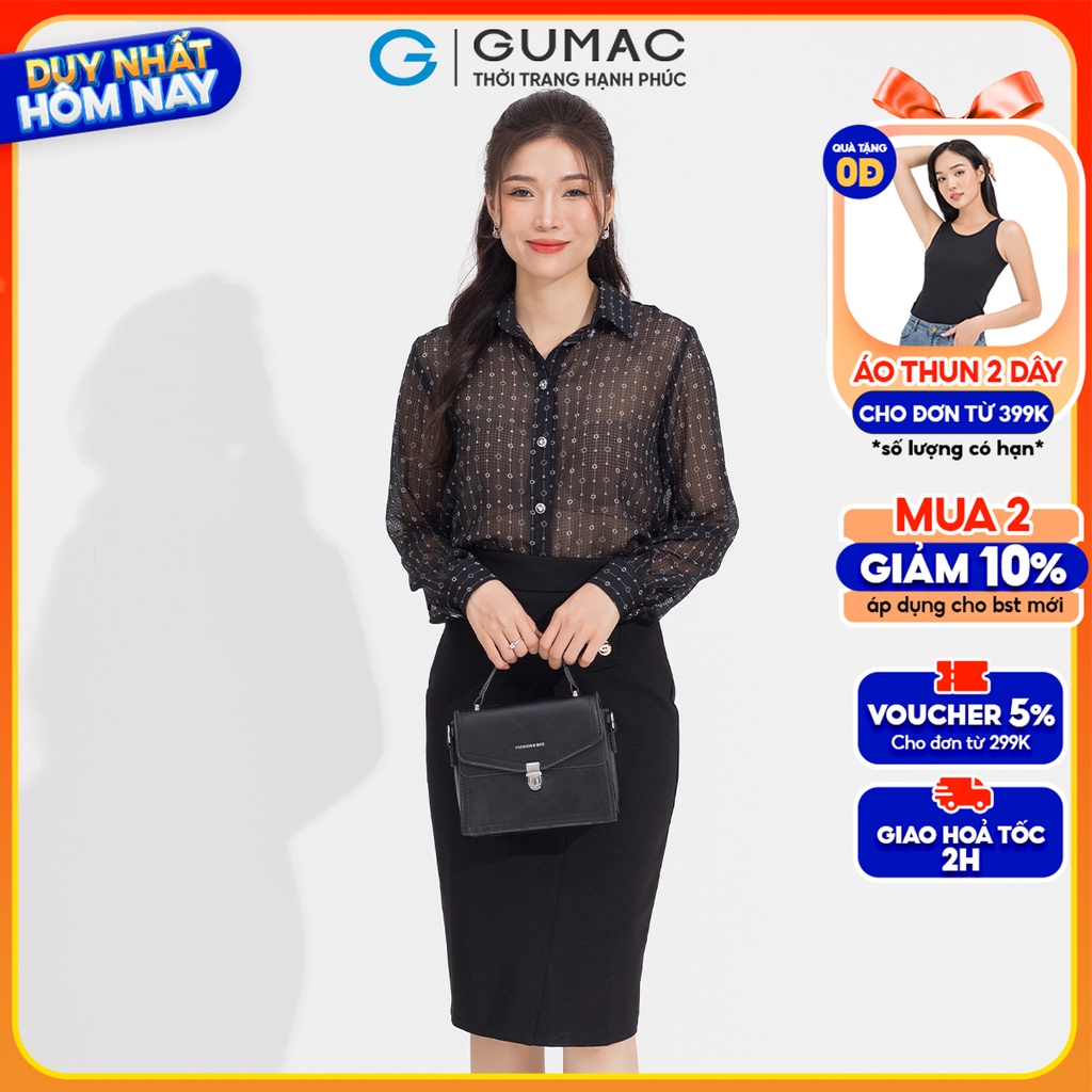 Áo họa tiết bèo đô GUMAC AD05067