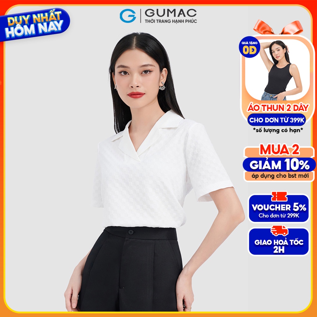 Áo thun kiểu bâu danton thời trang GUMAC ATC10048