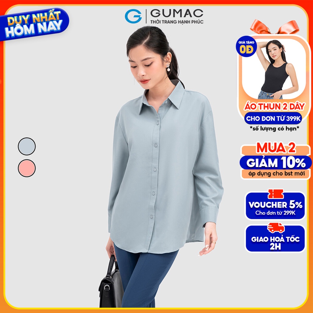 Áo sơ mi nữ tay dài oversize nhiều màu GUMAC AC11012