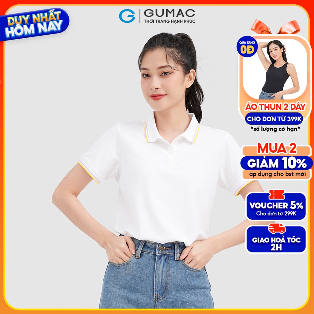 Áo polo phối sọc thời trang GUMAC ATC08080