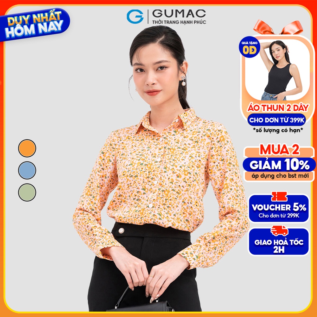 Áo sơ mi hoa thời trang GUMAC AC11058
