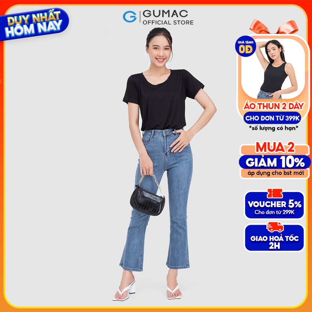 Quần jeans nữ ống loe GUMAC QJC05015 form skiny trẻ trung