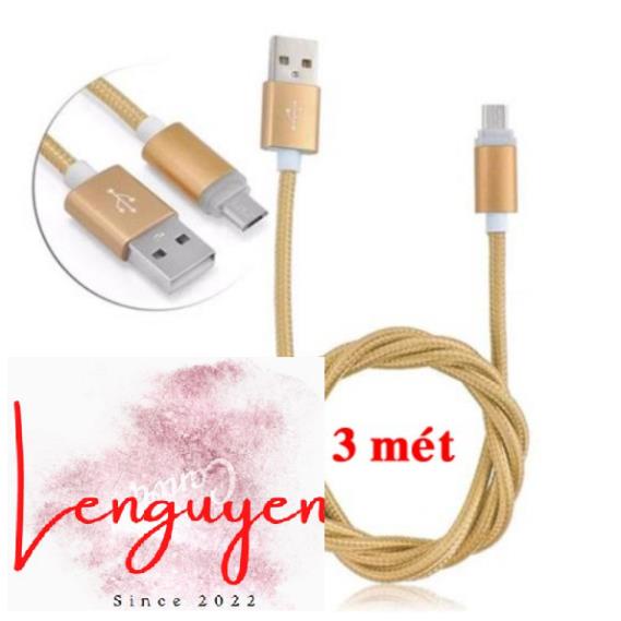 CÁP SẠC BỌC DÙ ANDROID MICRO USB DÀI 3 mét