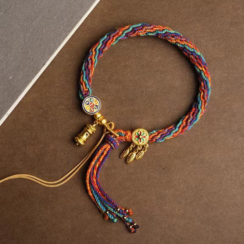 Vòng Tay Dây Thừng Nhiều Màu Phong Cách Tây Tạng