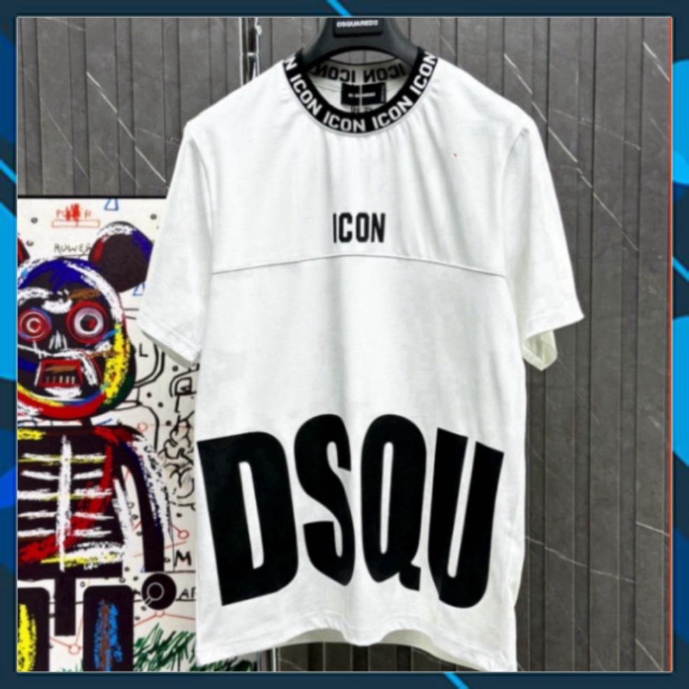 Áo phông nam nữ Premium Cotton in chữ DSQ2 ICON phối cổ bo dệt chữ phong cách đường phố giá bèo | BigBuy360 - bigbuy360.vn